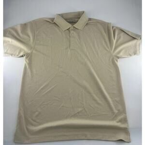 PGA Tour Shirt Mens Large Cream Golf Golfing Polo Short Sleeve Pullover